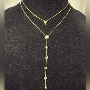 Express Gold Necklace with Clear Zirconia